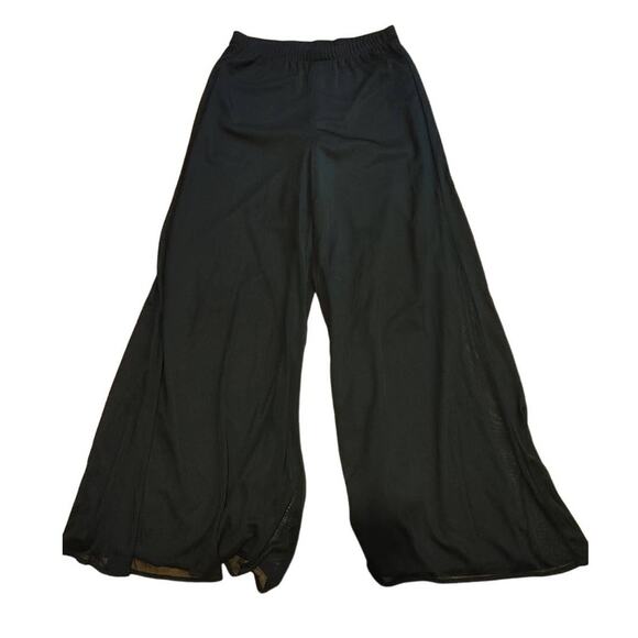 DB Established Pants Wide Leg Pull-On Sheer Overlay Small Petite Black - Picture 1 of 3